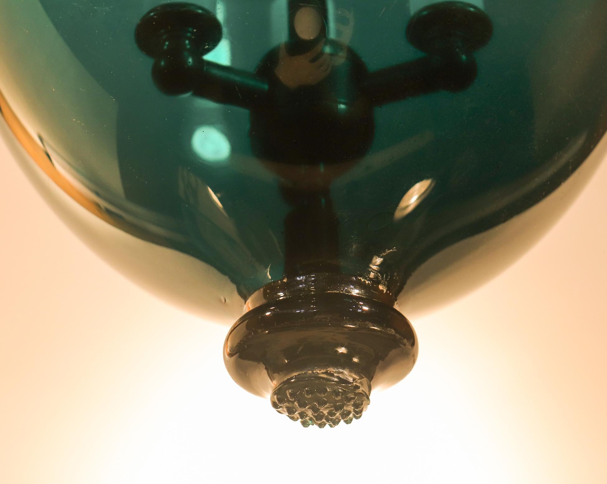 Antique Blue Green Teal Bell Jar Lantern 1