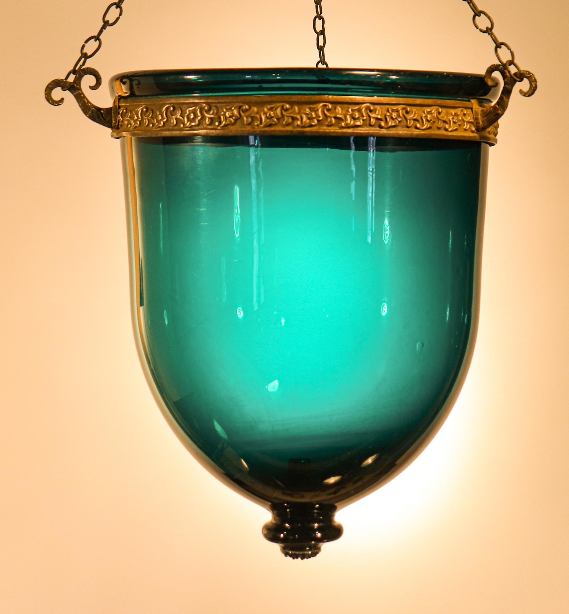 Antique Blue Green Teal Bell Jar Lantern 2