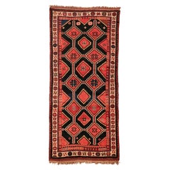 Antique Blue Ground Kurdish Kazak Long Rug