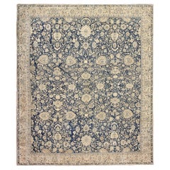 Antique Blue Indian Agra Rug. Size: 14 ft 7 in x 17 ft 4 in (4.44 m x 5.28 m)