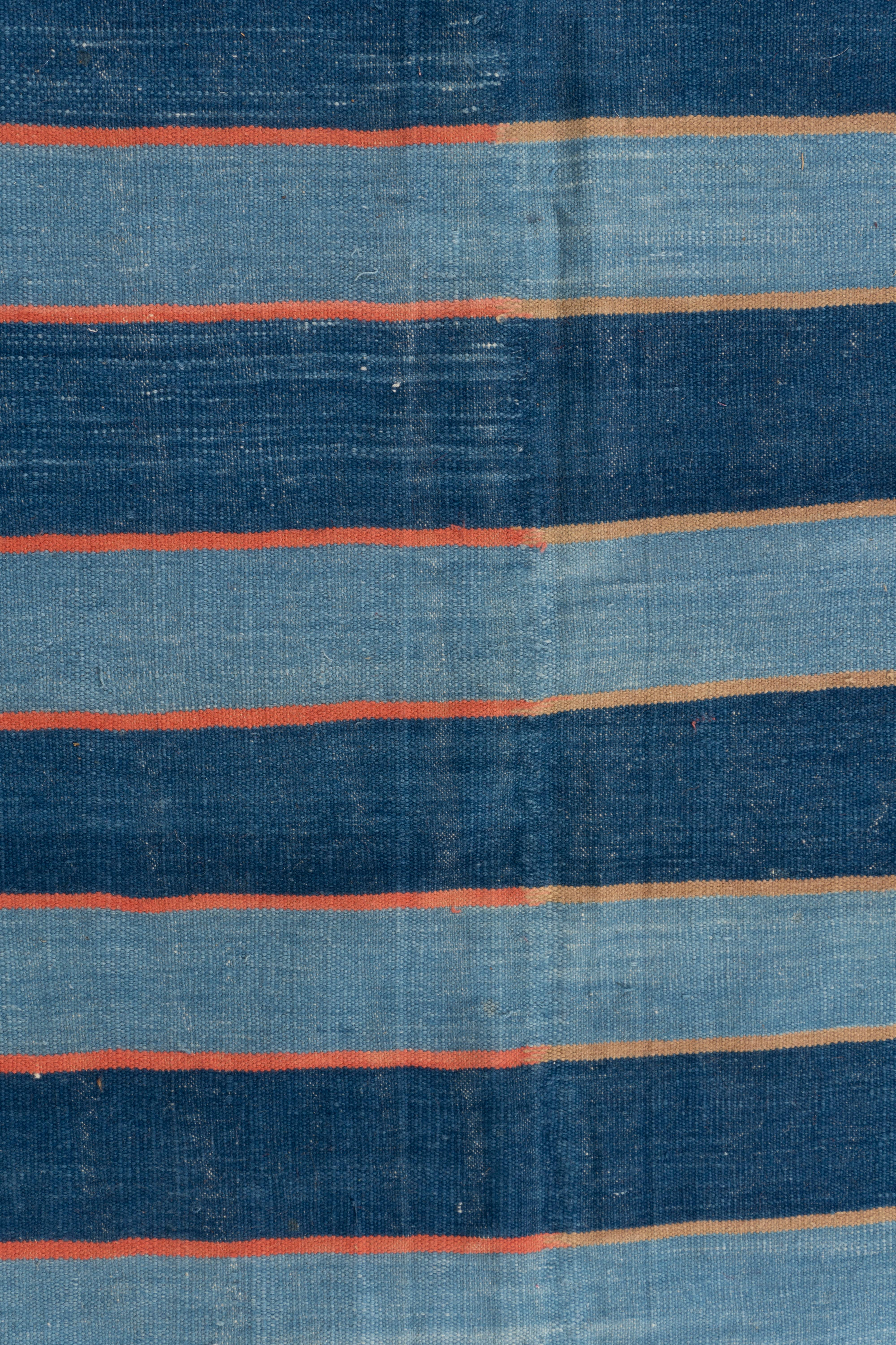 XIX secolo Tappeto Dhurrie indiano blu antico 11'6 X 22' in vendita