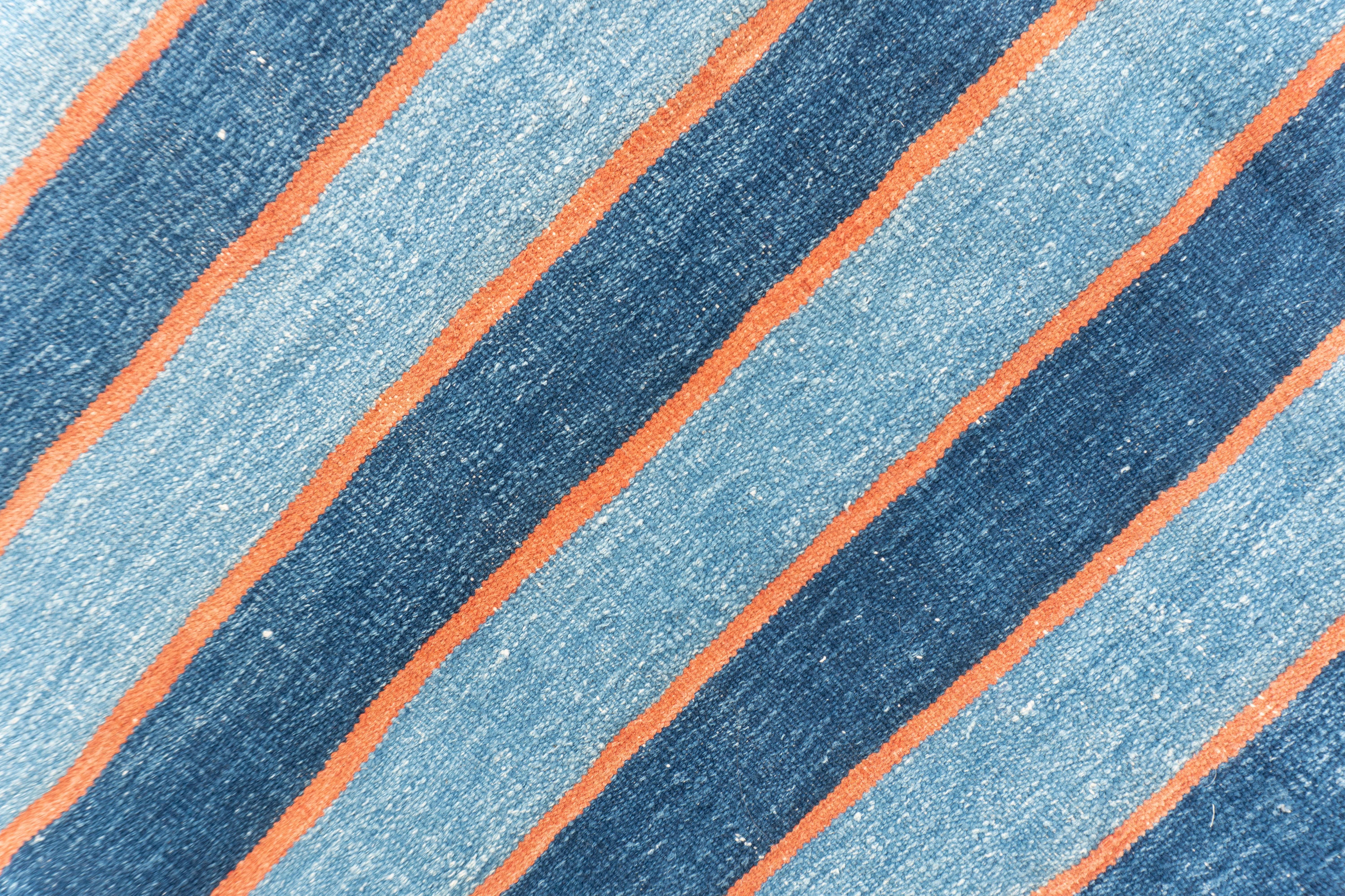 Antiker blauer indischer Dhurrie-Teppich 12'1 X 23'10 im Angebot 1