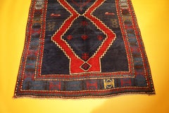 Antique Blue Kazak Rugs Geometric Caucasian Carpet Area Living Room Rugs Decor
