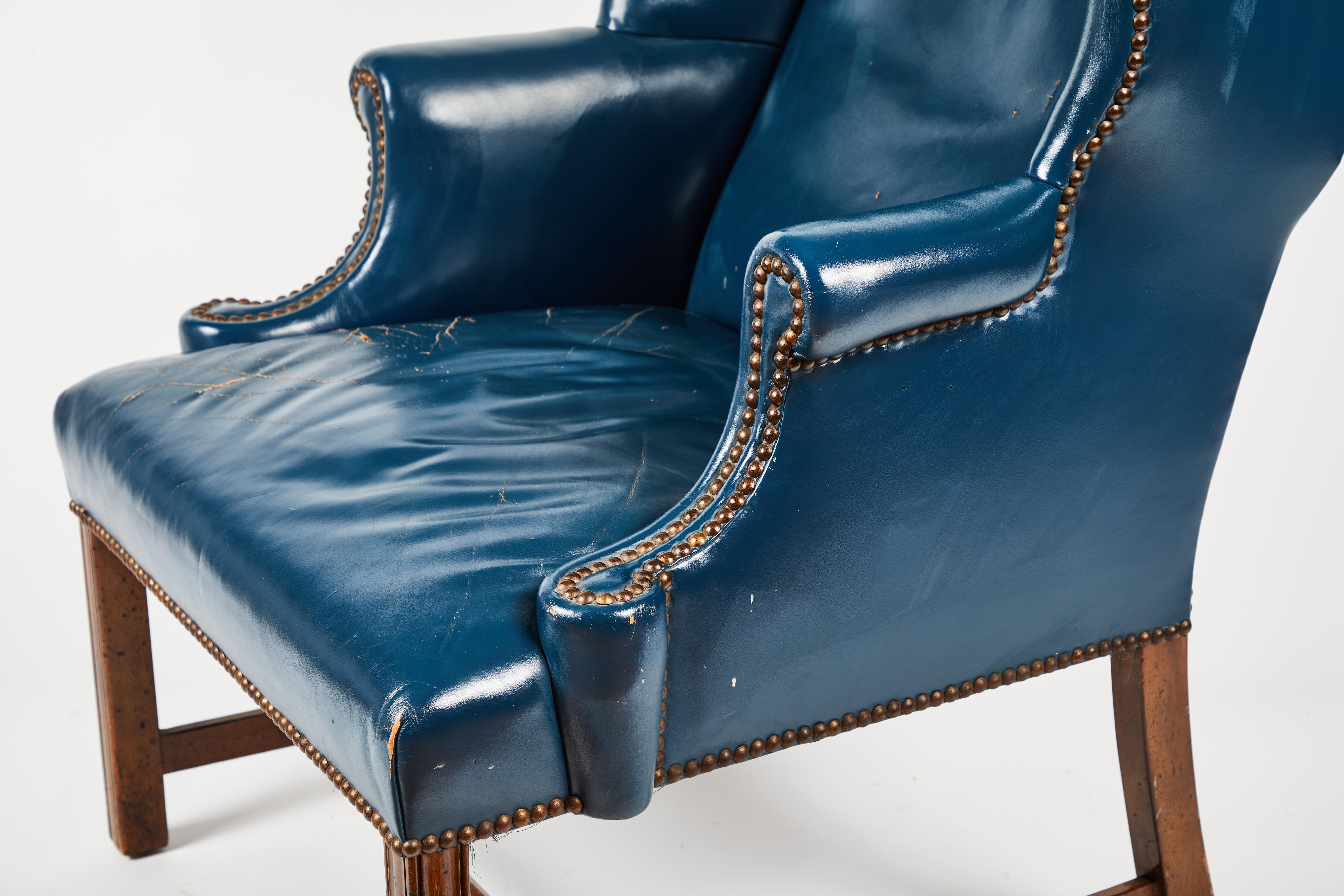 vintage blue leather chair