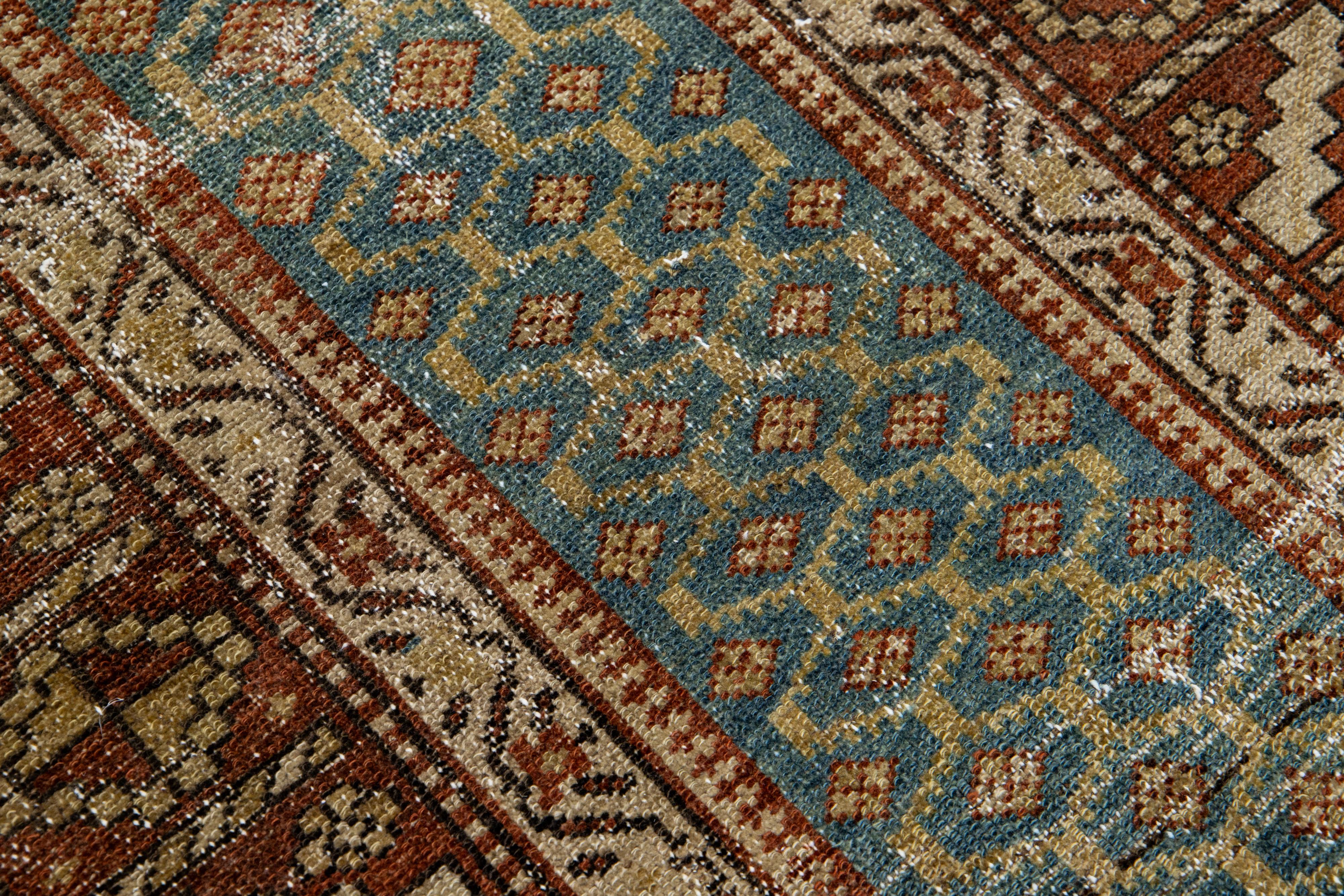 Antiker blauer Malayer handgefertigter Woll-Läufer mit Allover-Design (20. Jahrhundert) im Angebot