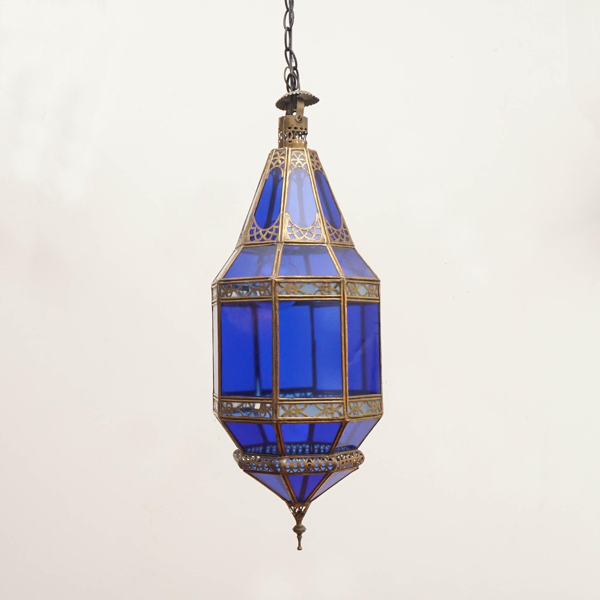 Lanternes marocaines anciennes bleues en vente 4