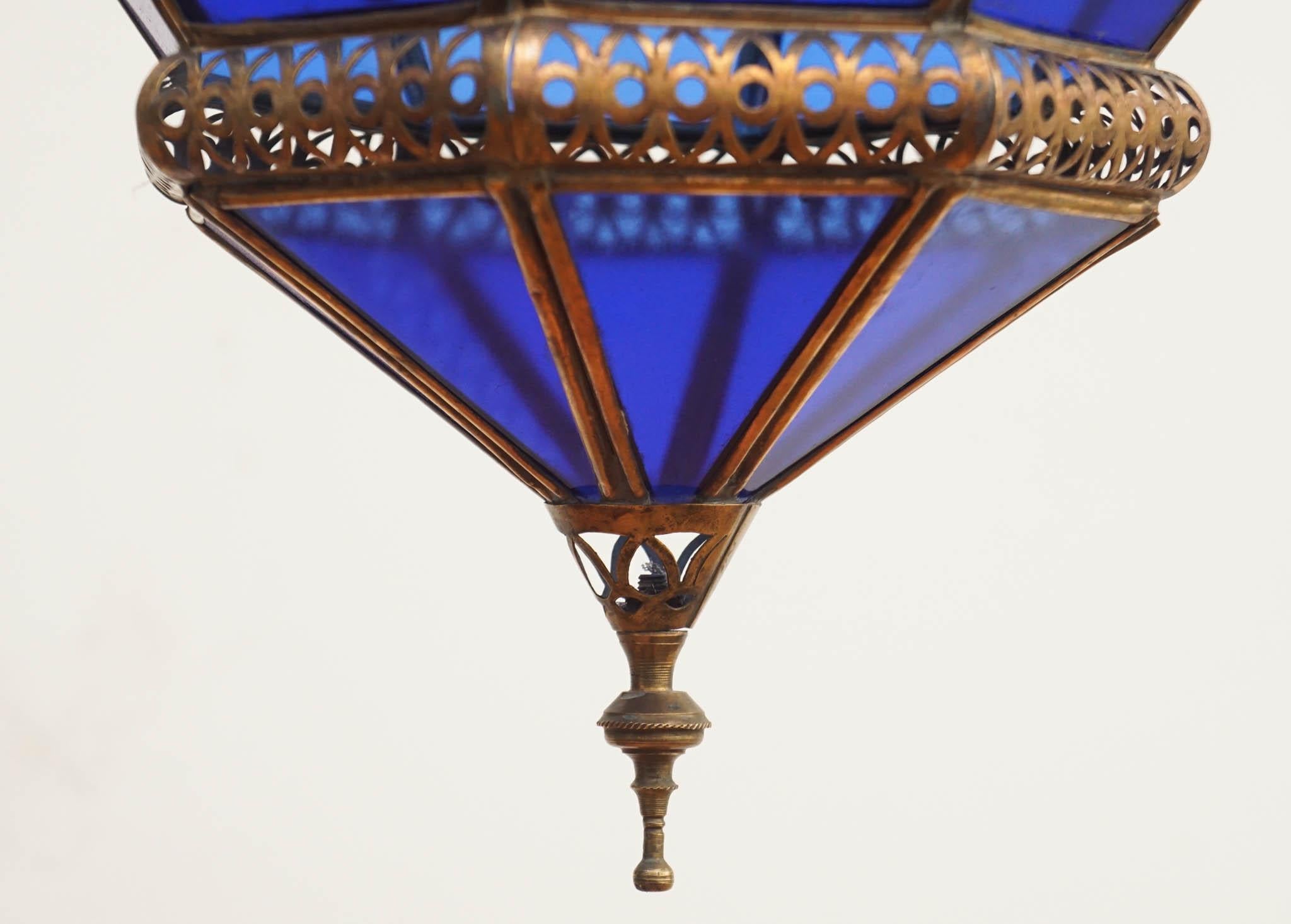 Lanternes marocaines anciennes bleues en vente 1
