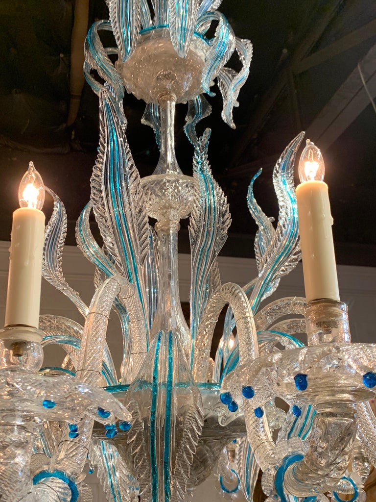 Antique Blue Murano Glass Chandelier at 1stDibs