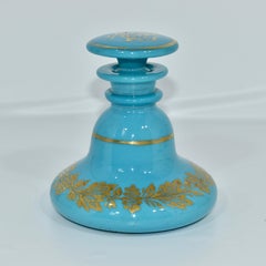 Antique Blue Opaline Glass Perfume Bottle, Flacon, Charles X, 19th Century