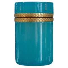 Antique Blue Opaline Jar with Ormolu Mounted Lid