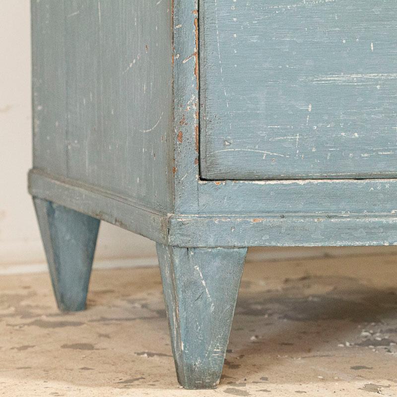 Danish Antique Blue Painted Bow Front Chest of Drawers
