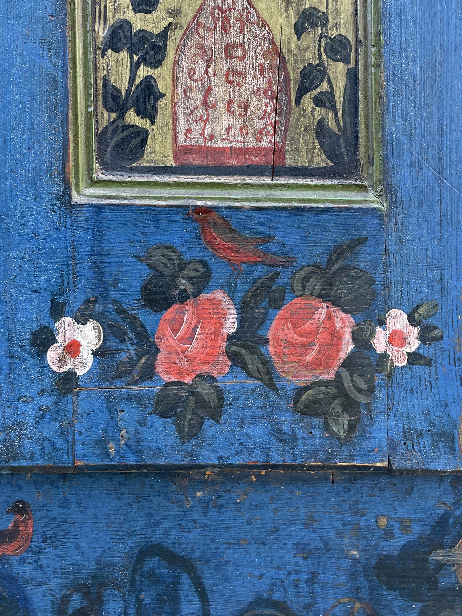 Antiker blau bemalter Schrank aus dem Jahr 1850 im Angebot 4