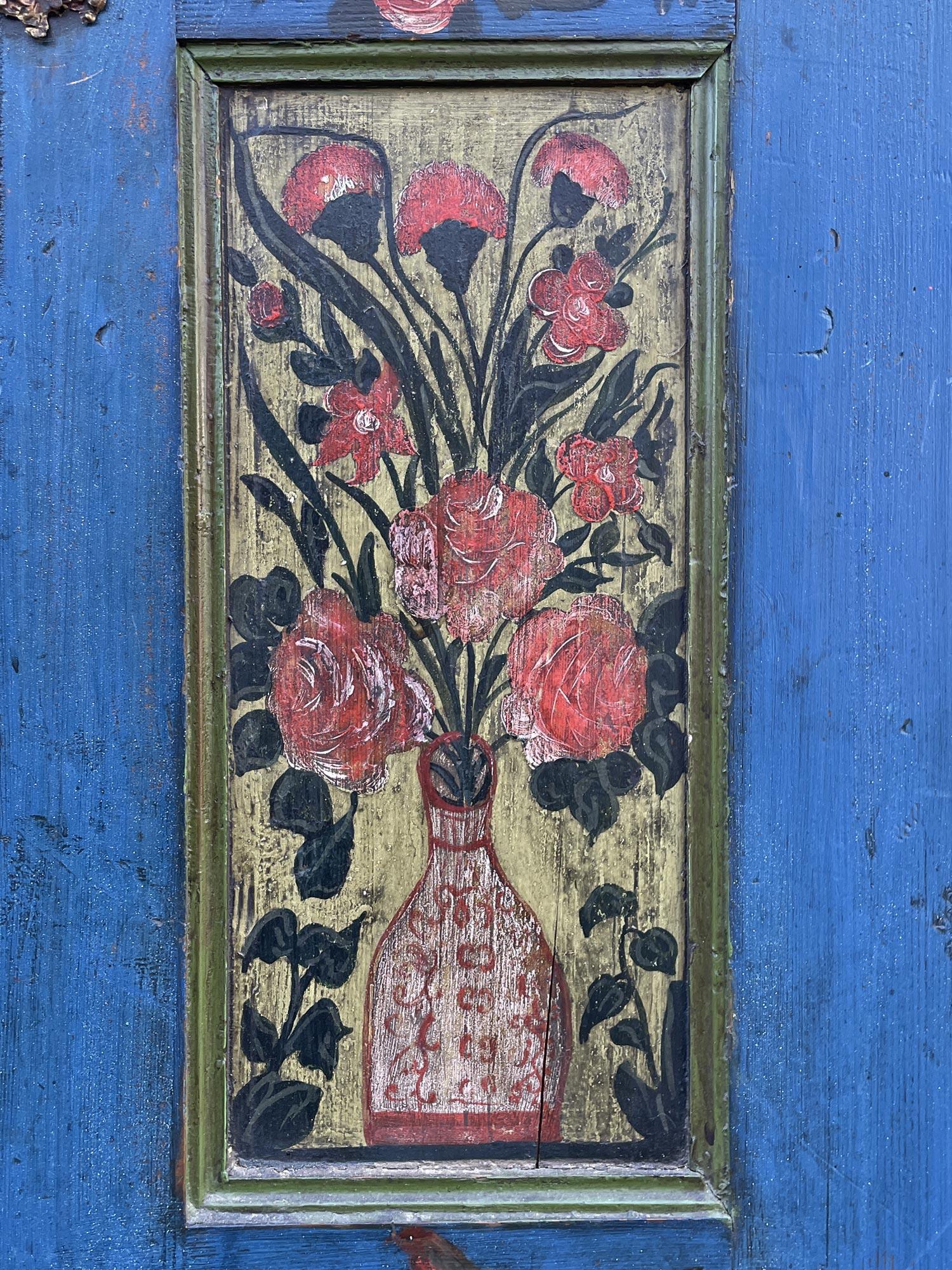 Antiker blau bemalter Schrank aus dem Jahr 1850 im Angebot 5