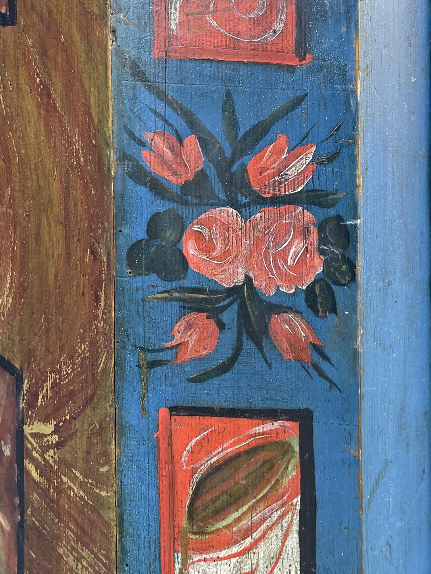 Antiker blau bemalter Schrank aus dem Jahr 1850 im Angebot 8