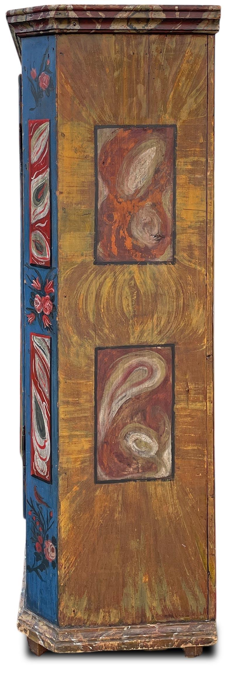 Antiker blau bemalter Schrank aus dem Jahr 1850 (Deutsch) im Angebot