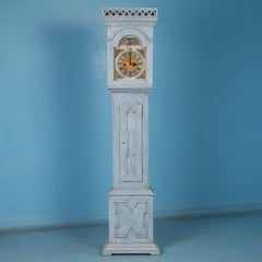 Antique Blue Painted Danish Grandfather Clock