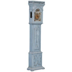 Antique Blue Painted Danish Grandfather Clock