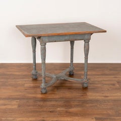 Antique Blue Painted Side Table from Sweden