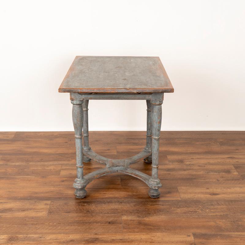 Swedish Antique Blue Painted Side Table from Sweden