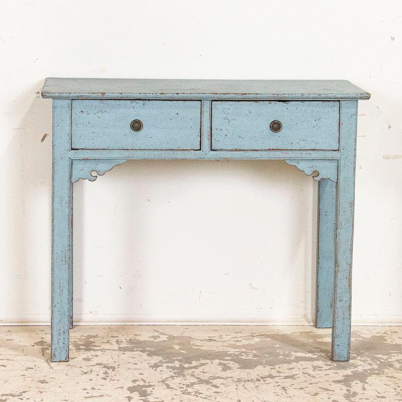Swedish Antique Blue Painted Small Console Sideboard from Sweden