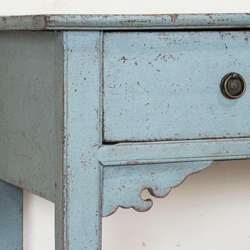 Antique Blue Painted Small Console Sideboard from Sweden In Good Condition In Round Top, TX