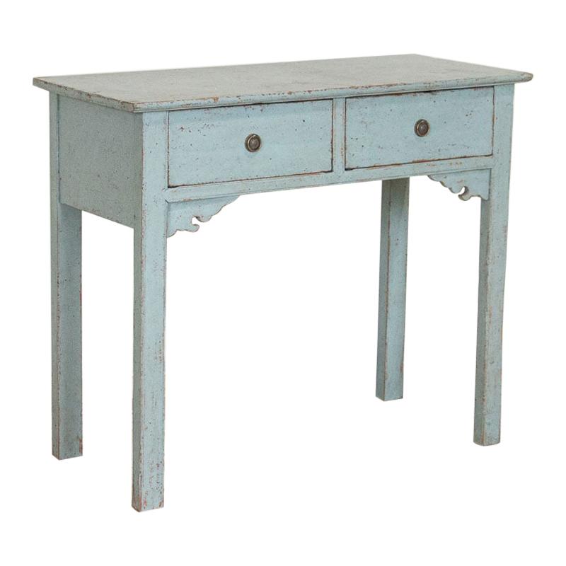 Antique Blue Painted Small Console Sideboard from Sweden