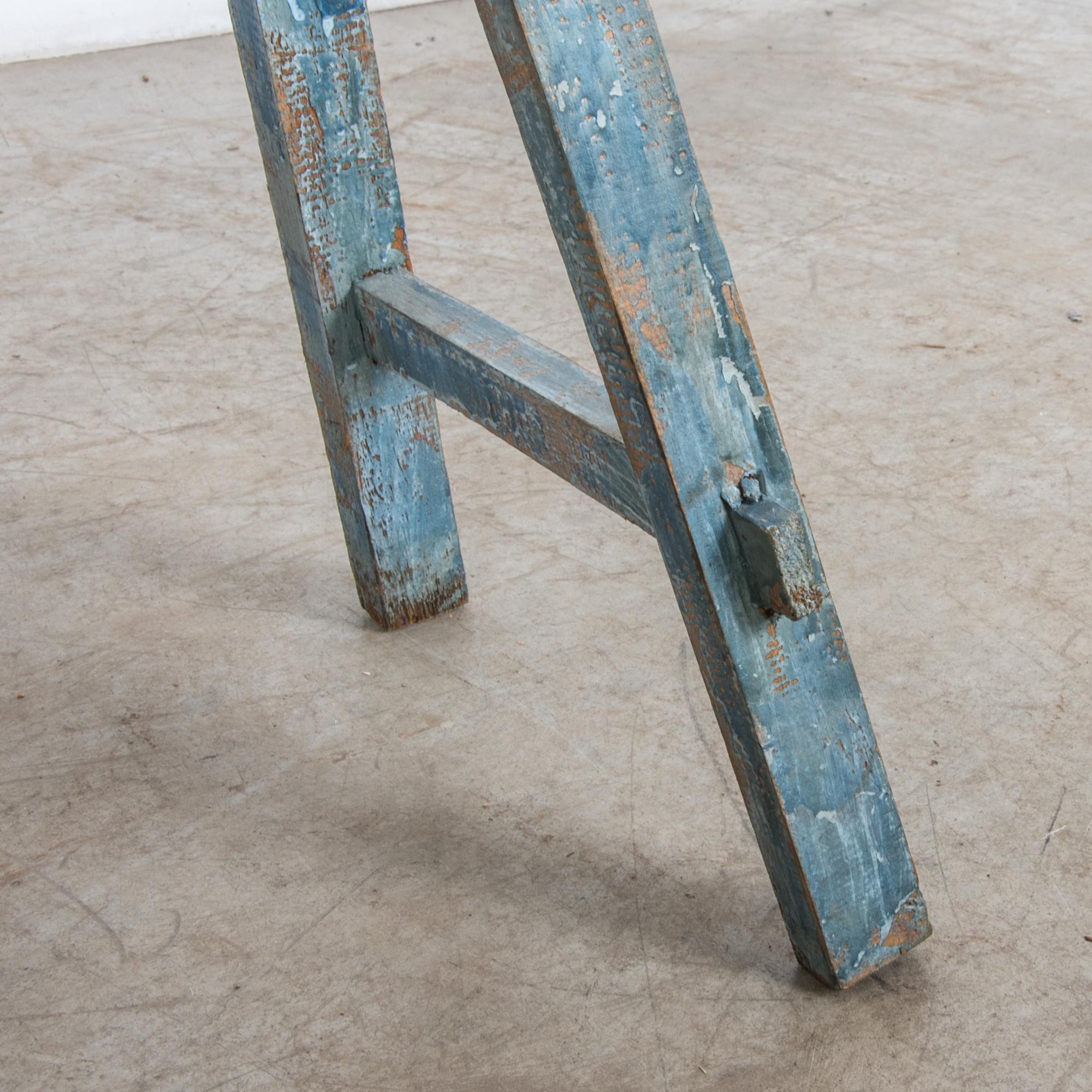 French Antique Blue Painted Stool