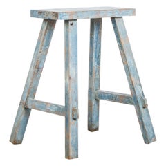 Antique Blue Painted Stool