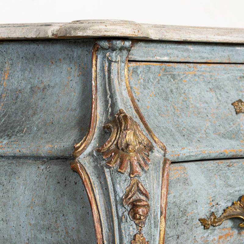 Antique Blue Painted Venetian Rococo Bombay Chest of Drawers 3