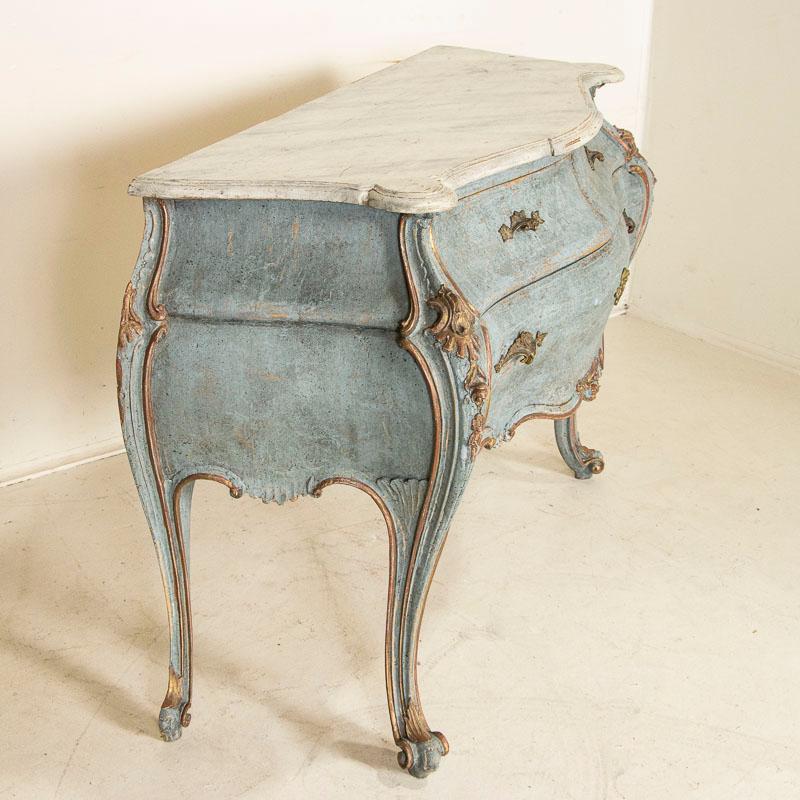 20th Century Antique Blue Painted Venetian Rococo Bombay Chest of Drawers