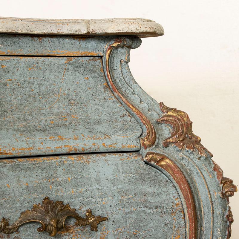 Antique Blue Painted Venetian Rococo Bombay Chest of Drawers 1