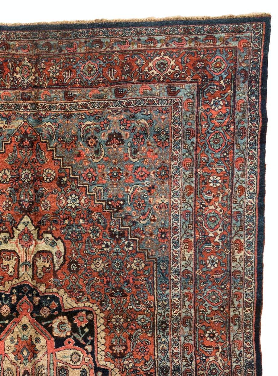 Sarouk Farahan Antique Blue Persian Bijar Rug, circa 1900-1910s For Sale