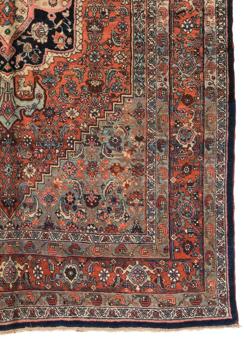 Hand-Knotted Antique Blue Persian Bijar Rug, circa 1900-1910s For Sale