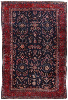 Alfombra Sarouk Floral Persa Antigua Azul, 12'05 x 18'07