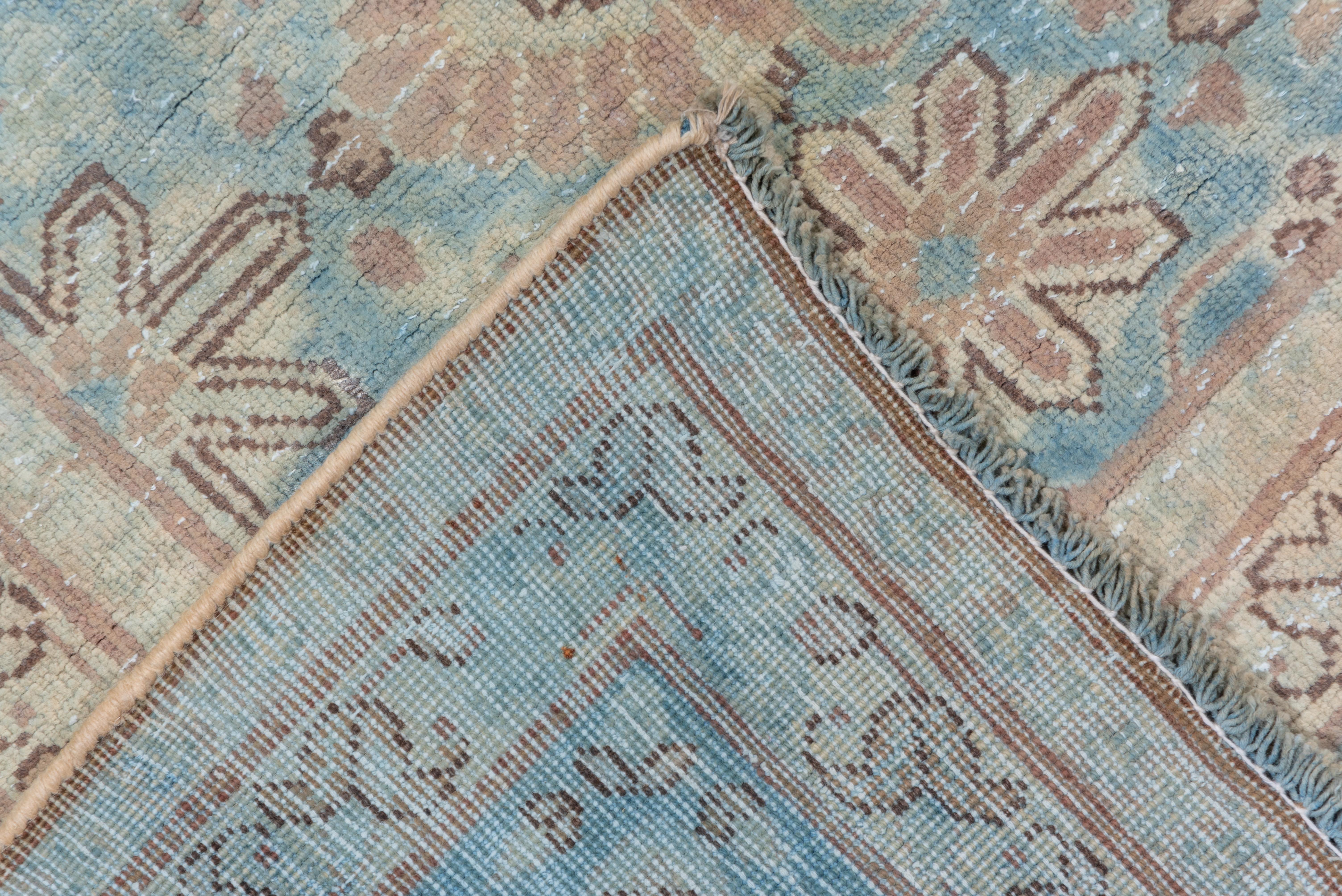 Wool Antique Blue Persian Kerman Area Rug, Light Blue Allover Field, circa 1930s For Sale