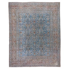 Antique Blue Persian Khorassan Carpet, circa 1920s