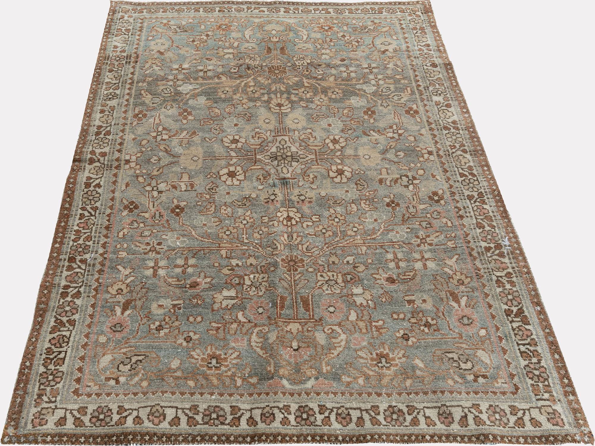 Antique tapis persan Malayer bleu 3'4 x 4'9 en vente 2