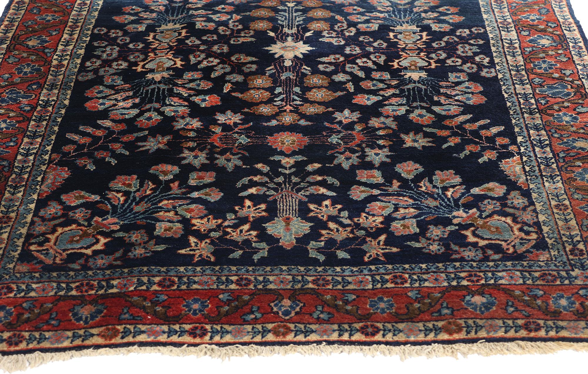 Hand-Knotted Antique Blue Persian Mohajeran Sarouk Rug For Sale