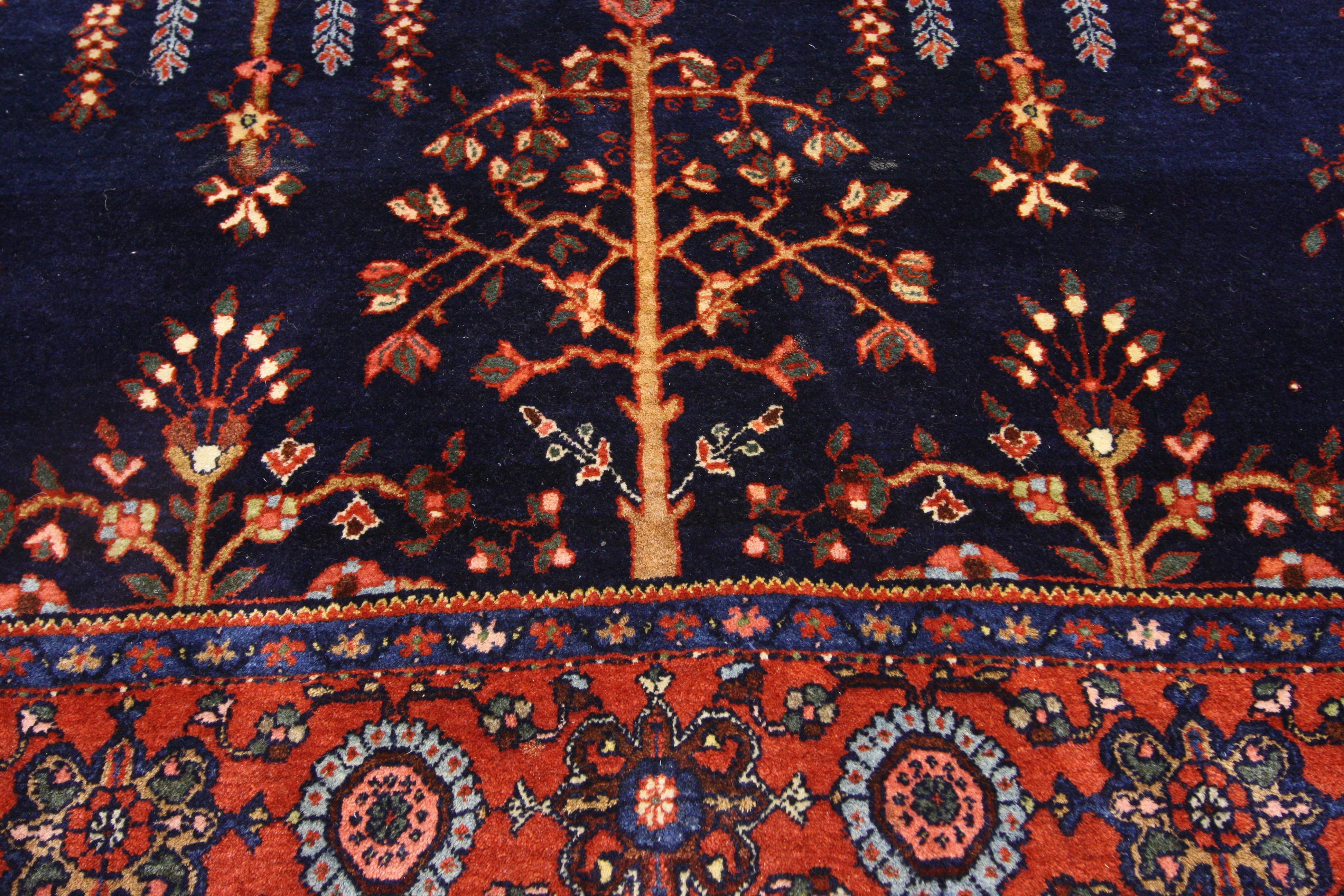 Antiker blauer persischer Mohajeran Sarouk-Teppich aus Sarouk (Persisch) im Angebot