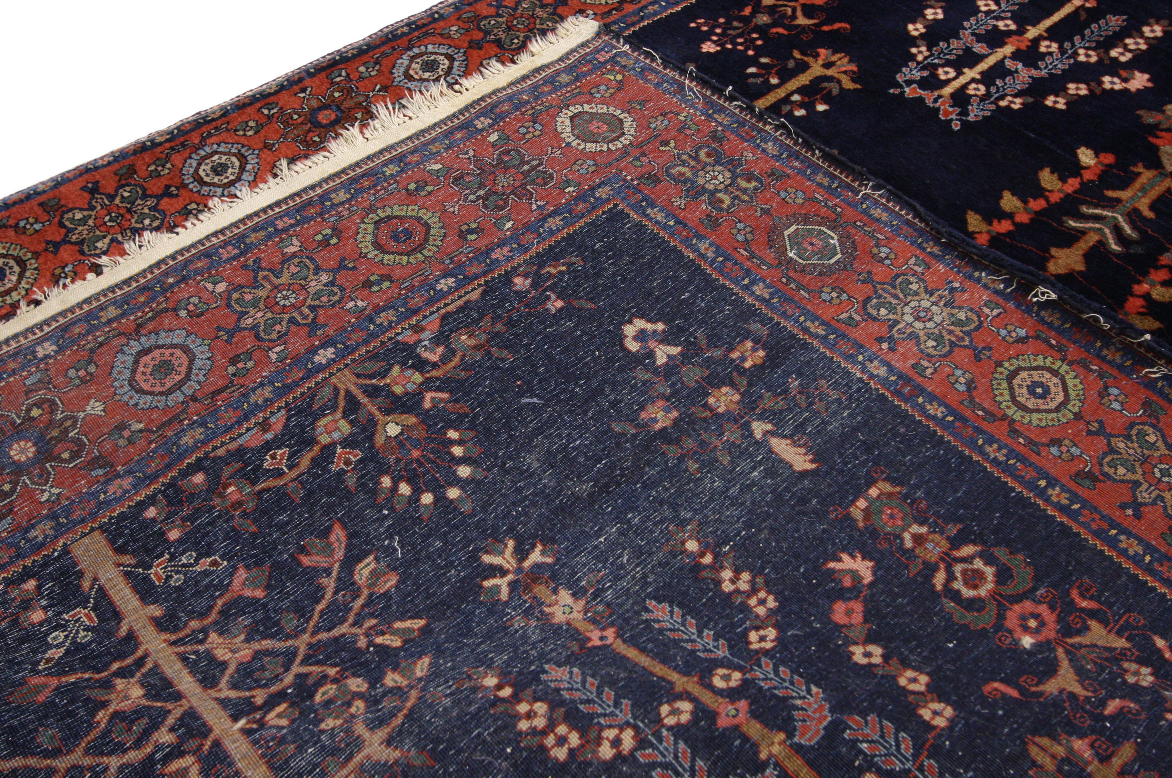 Antiker blauer persischer Mohajeran Sarouk-Teppich aus Sarouk (Handgeknüpft) im Angebot