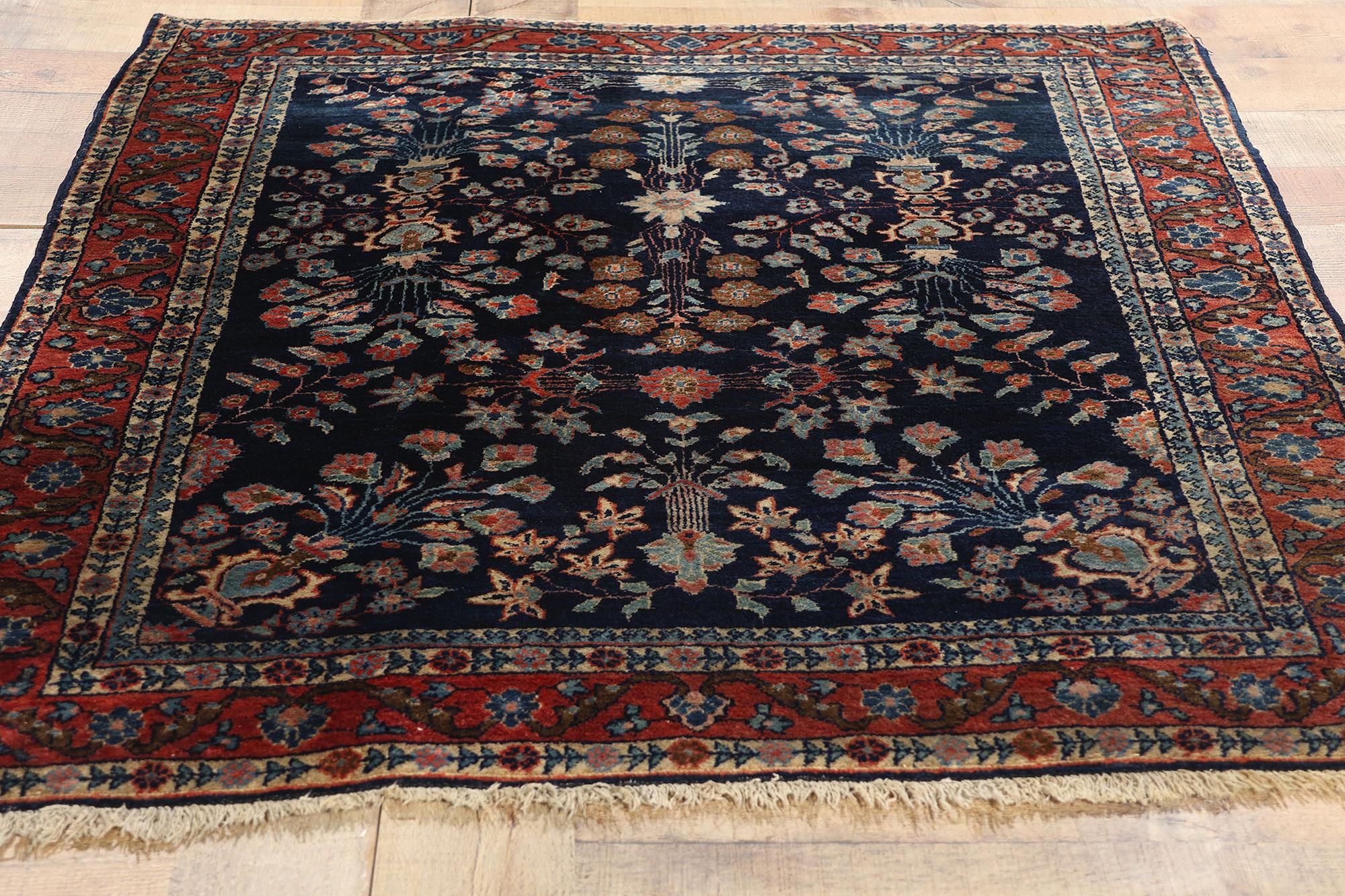 Wool Antique Blue Persian Mohajeran Sarouk Rug For Sale