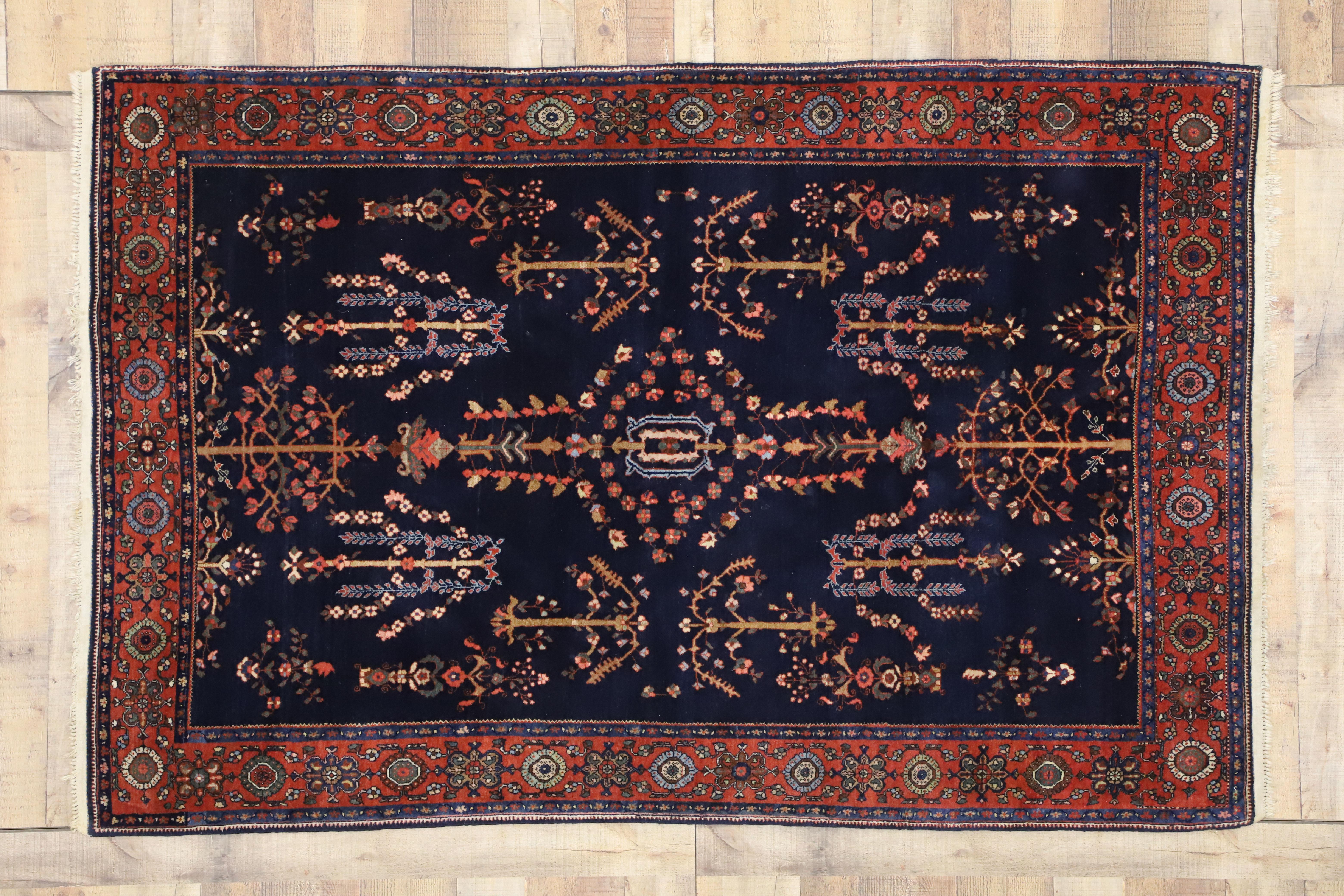 Antiker blauer persischer Mohajeran Sarouk-Teppich aus Sarouk (20. Jahrhundert) im Angebot