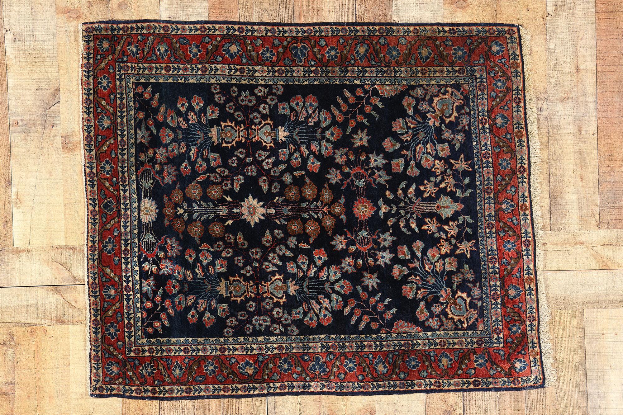 Antique Blue Persian Mohajeran Sarouk Rug For Sale 1