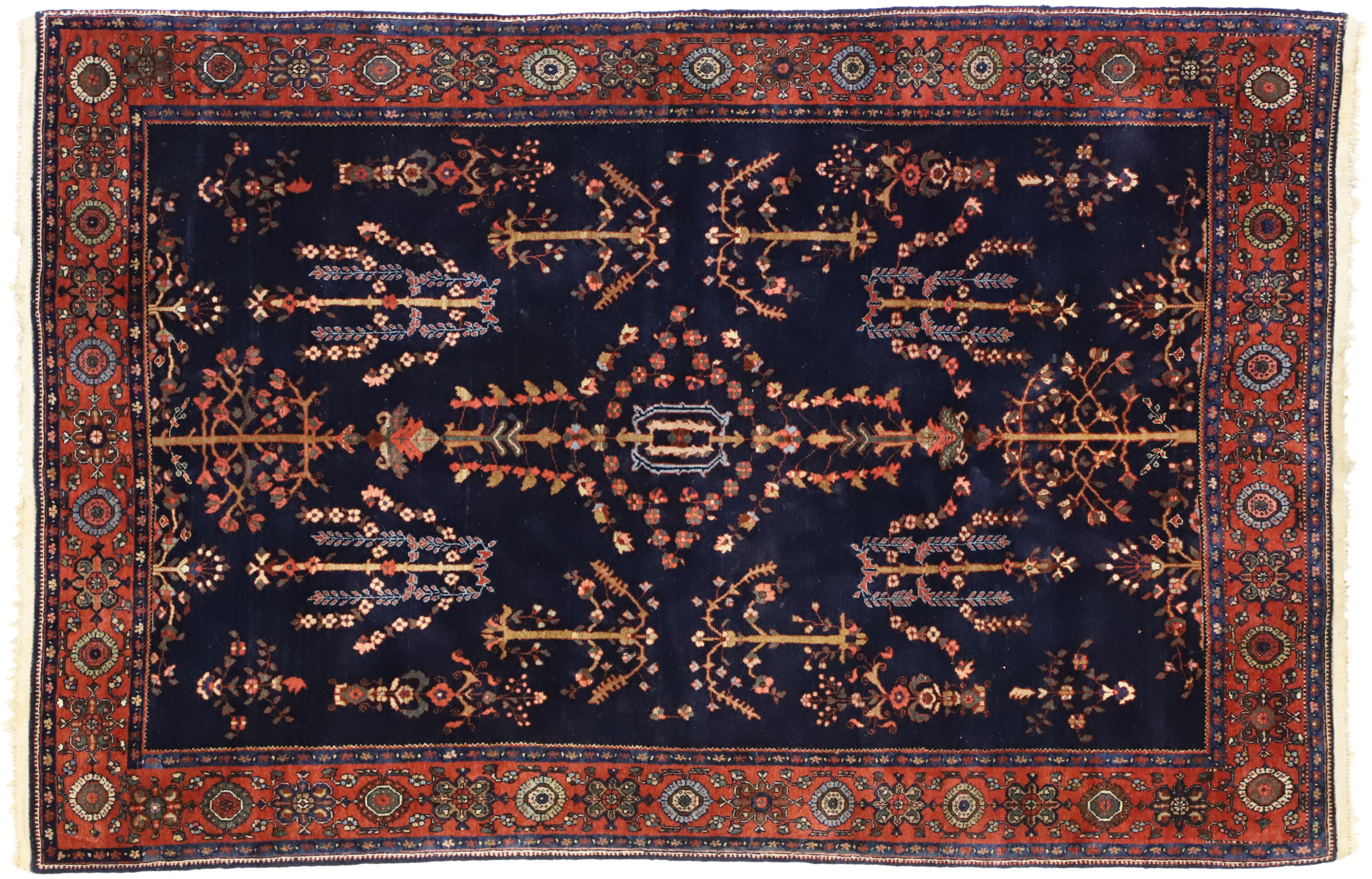 Antiker blauer persischer Mohajeran Sarouk-Teppich aus Sarouk (Wolle) im Angebot