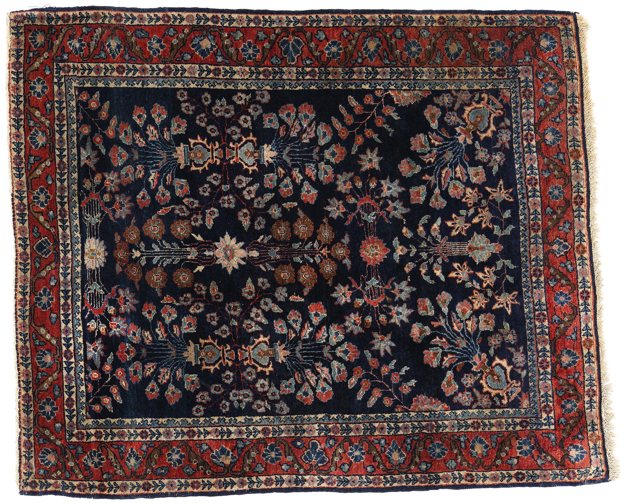 Antique Blue Persian Mohajeran Sarouk Rug For Sale 2