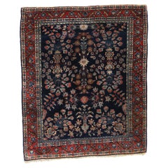 Ancien tapis persan bleu Mohajeran Sarouk