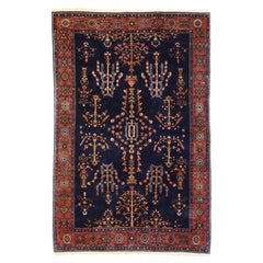 Antique Blue Persian Mohajeran Sarouk Rug