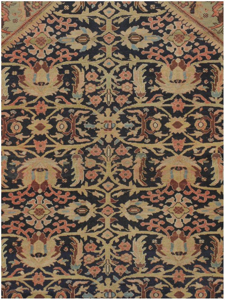 Alfombra Persa Sarouk Azul Antiguo, 4'6 x 7'7 siglo XIX en venta