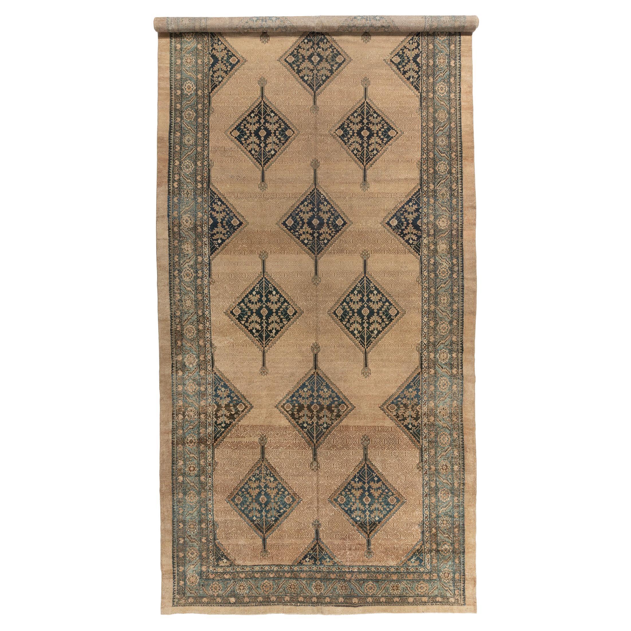 Antique Blue Persian Serab Gallery Rug 7'10 x 19'2