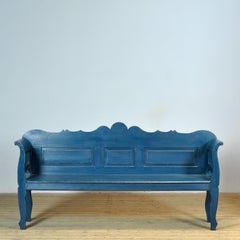 Antique blue pine bench, 1900s